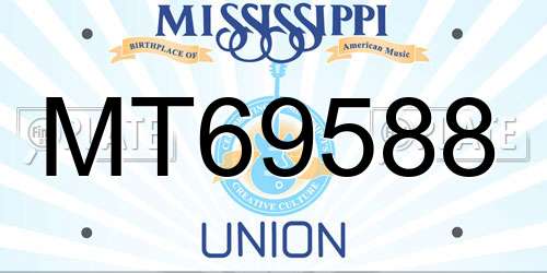 MT69588 Mississippi License Plate