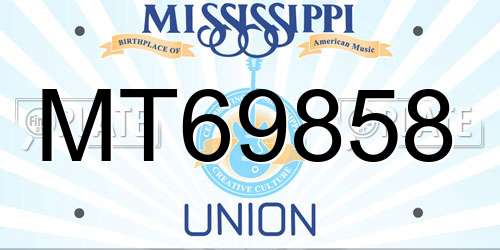 MT69858 Mississippi License Plate