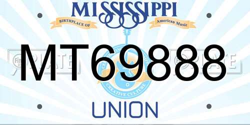 MT69888 Mississippi License Plate