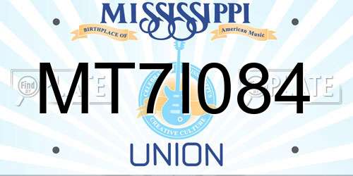 MT7I084 Mississippi License Plate
