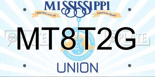 MT8T2G Mississippi License Plate