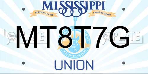 MT8T7G Mississippi License Plate