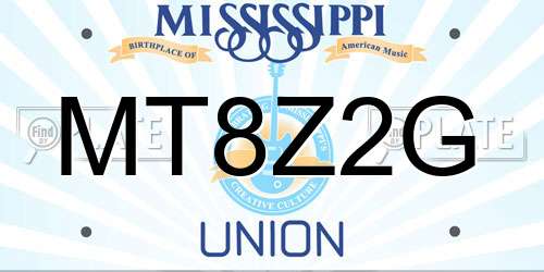 MT8Z2G Mississippi License Plate