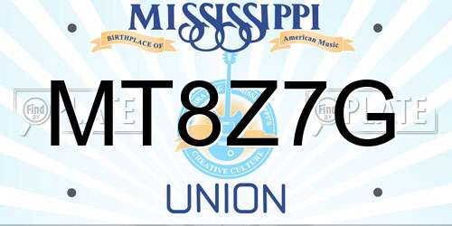 MT8Z7G Mississippi License Plate