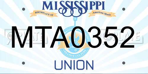 MTA0352 Mississippi License Plate