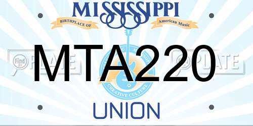 MTA220 Mississippi License Plate