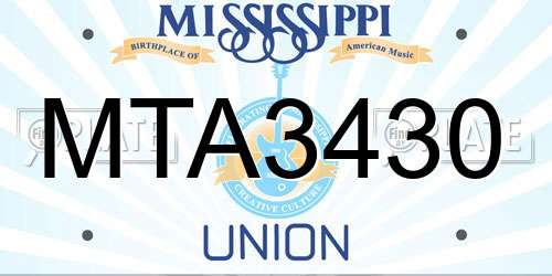 MTA3430 Mississippi License Plate