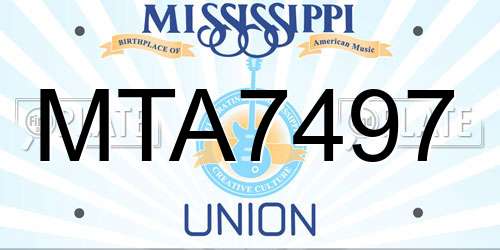 MTA7497 Mississippi License Plate