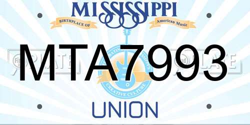 MTA7993 Mississippi License Plate