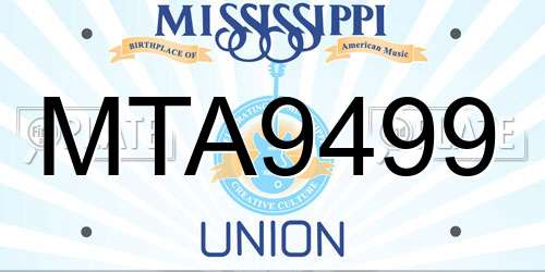 MTA9499 Mississippi License Plate
