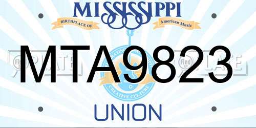 MTA9823 Mississippi License Plate