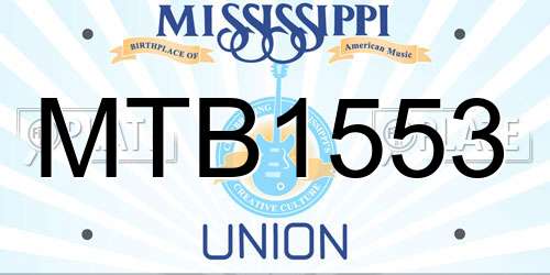 MTB1553 Mississippi License Plate