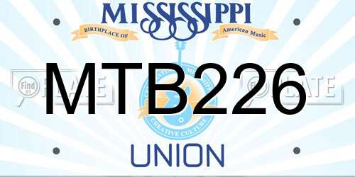 MTB226 Mississippi License Plate