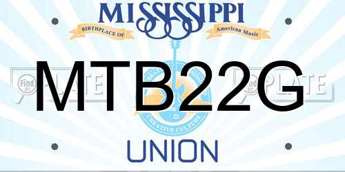 MTB22G Mississippi License Plate