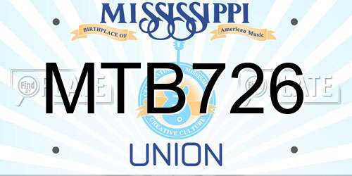 MTB726 Mississippi License Plate