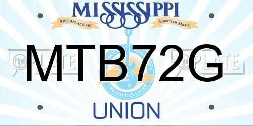 MTB72G Mississippi License Plate