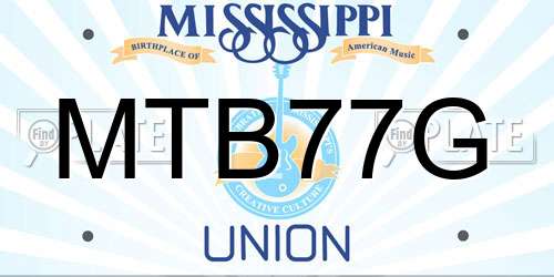 MTB77G Mississippi License Plate
