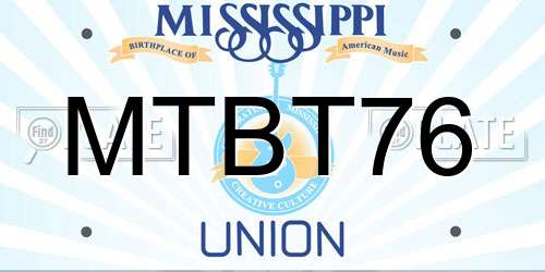MTBT76 Mississippi License Plate