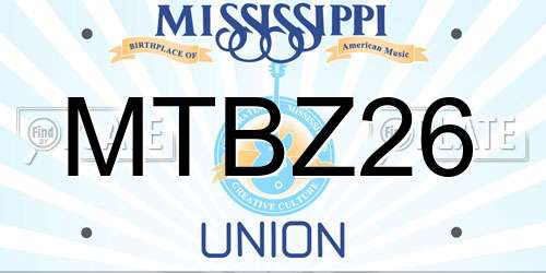 MTBZ26 Mississippi License Plate