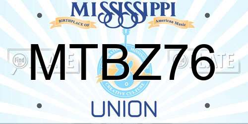 MTBZ76 Mississippi License Plate