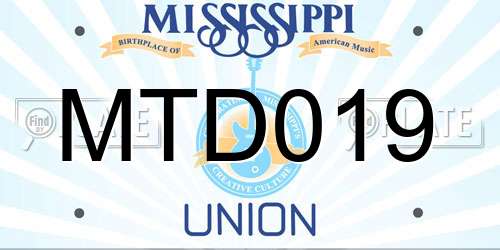 MTD019 Mississippi License Plate