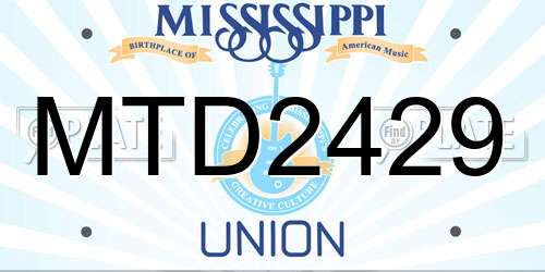 MTD2429 Mississippi License Plate