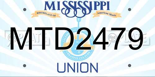 MTD2479 Mississippi License Plate