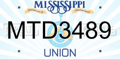 MTD3489 Mississippi License Plate