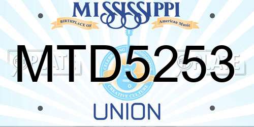 MTD5253 Mississippi License Plate