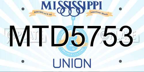 MTD5753 Mississippi License Plate