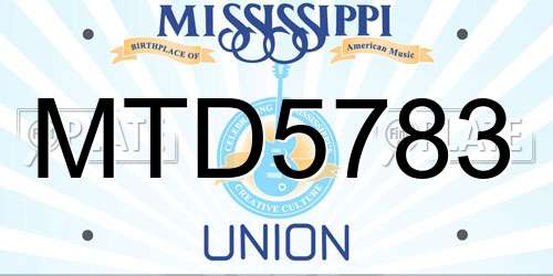 MTD5783 Mississippi License Plate