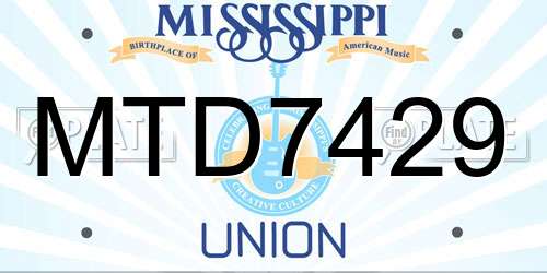 MTD7429 Mississippi License Plate
