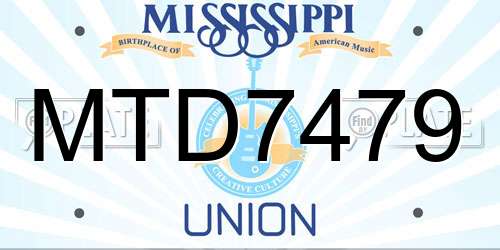 MTD7479 Mississippi License Plate