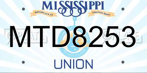 MTD8253 Mississippi License Plate