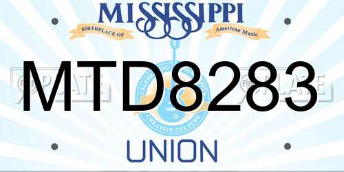 MTD8283 Mississippi License Plate