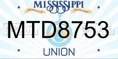 MTD8753 Mississippi License Plate