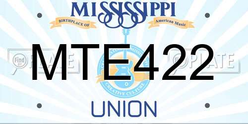 MTE422 Mississippi License Plate