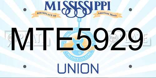 MTE5929 Mississippi License Plate