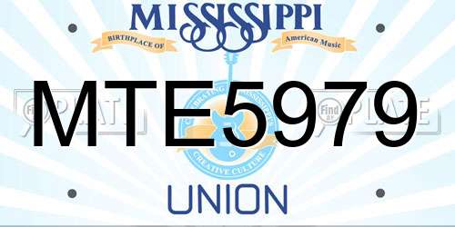 MTE5979 Mississippi License Plate