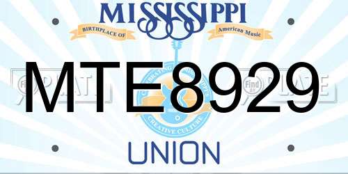 MTE8929 Mississippi License Plate