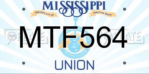 MTF564 Mississippi License Plate