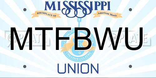 MTFBWU Mississippi License Plate