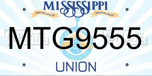 MTG9555 Mississippi License Plate