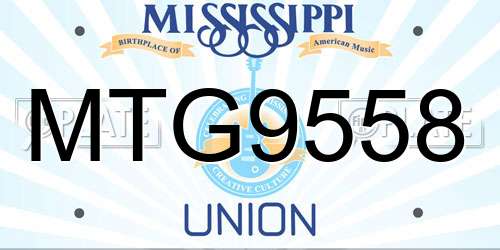 MTG9558 Mississippi License Plate