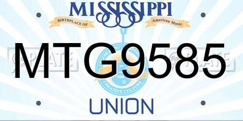 MTG9585 Mississippi License Plate