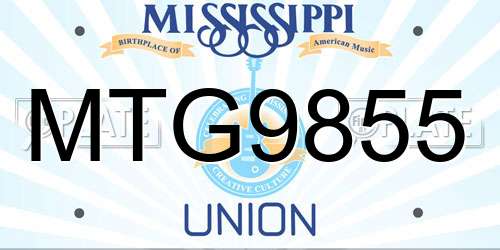 MTG9855 Mississippi License Plate