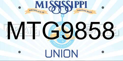 MTG9858 Mississippi License Plate