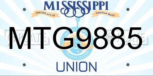 MTG9885 Mississippi License Plate