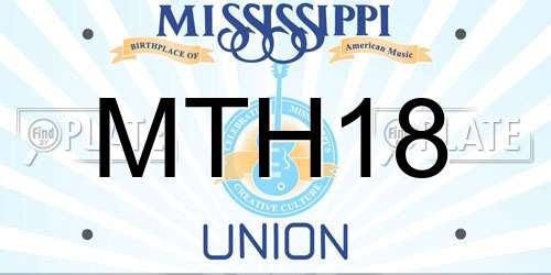MTH18 Mississippi License Plate
