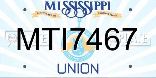 MTI7467 Mississippi License Plate